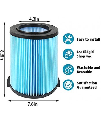Yweller VF5000 Replacement Filter for Ridgid Shop Vac 5-20 Gallon Wet Dry 3-Layer Pleated Paper Vacuum for WD1450 WD0970 WD1270 WD09700 WD06700 WD1680 WD1851 RV2400A