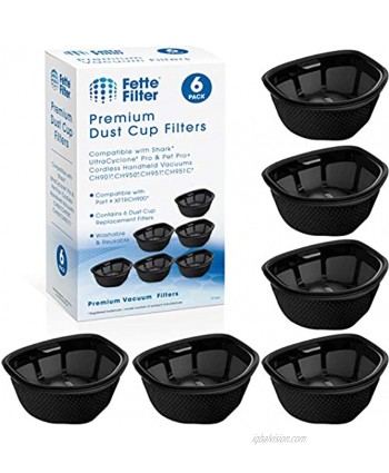 Fette Filter Dust Cup Filter Compatible with Shark UltraCyclone Pro Cordless Handheld Vacuum CH901 CH950 CH951 CH951C. Compare to Part # XFTRCH900 Pack of 6
