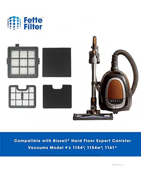 Fette Filter Filter Set Compatible with Bissell Hard Floor Expert Canister Vacuum Series 1154 & 1161 Contains- 1 PreMotor 1 Sponge 1 Post Motor 1 Foam Part #s 1602084 1602085 1602086 1602094.
