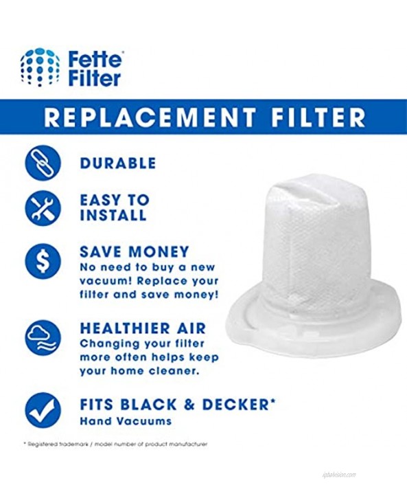 Fette Filter Hand Vac Filter Compatible for Black + Decker VBF10. HHVJ320BMFS27 3 pack