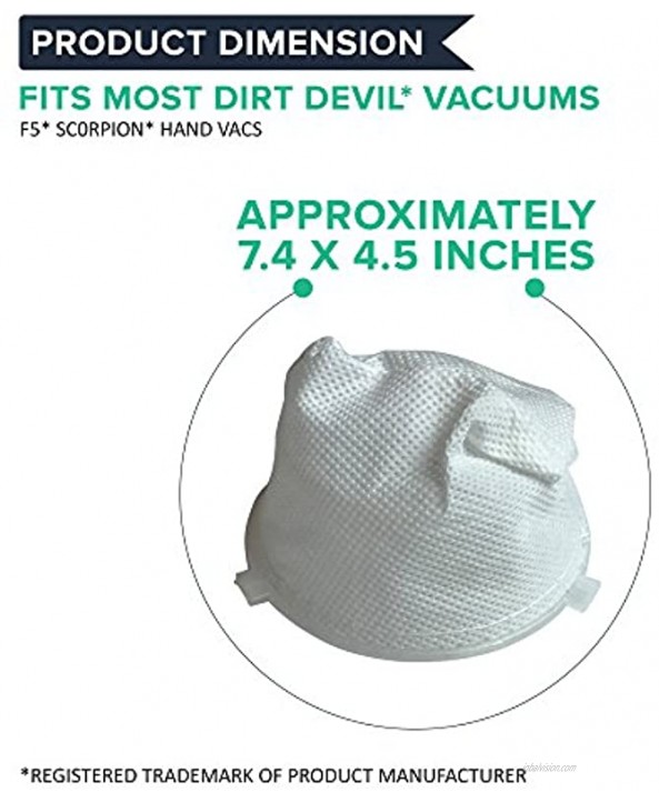 Crucial Vacuum Replacement Dust Cup Allergen Filters – Compatible with Dirt Devil Part # 3DEA950001 Vacuum Filter – Fits Dirt Devil F5 Scorpion Models – Bulk 4 Pack