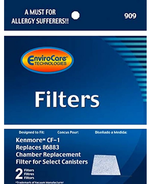 EnviroCare Replacement Vacuum Cleaner Filters Made to fit Kenmore CF-1 Progressive Vacuums 2 Filters