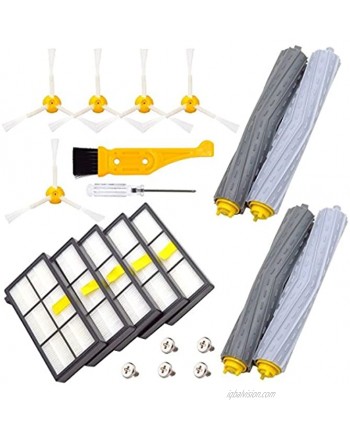 DerBlue Replacement Parts for iRobot Roomba 800 and 900 Series Vacuums with 5 Pcs Hepa Filter 5 Pcs 3-ArmedSide Brush 2 Set Tangle-Free Debris Rollers