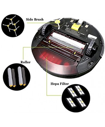 I clean Replacement iRobot Roomba 960 Parts Roomba Accessories for iRobot Roomba 890 980 880 805 Vacuum,with 8pcs Filter 8pcs Brush 2 Sets Extractors