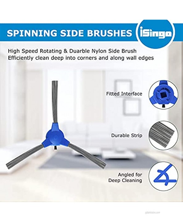 iSingo Replacement Parts Compatible with Eufy RoboVac 11S 15C 30 30C 12 35C 15T Robotic Vacuum Accessories Includes 10 Side Brushes 8 Filters 1 Main Brush 1 Pre Filter 1 Rolling Brush