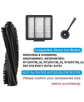 Mochenli Replacement Parts for Shark ION Robot AV751 S87 R85 RV850 RV850WV Vacuum Cleaner Accessory Kit Pack of 6 Side Brushes,3 HEPA Filters,1 Primary Filter,1 Main Brush