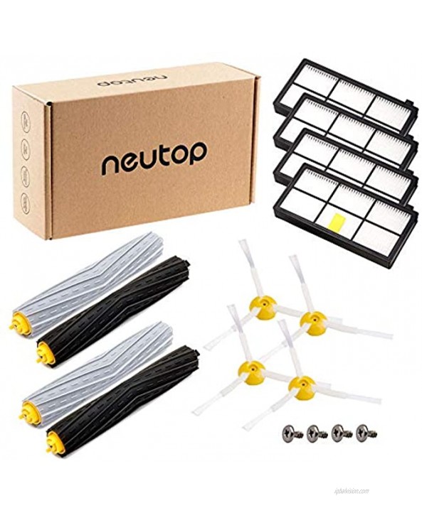 Neutop Replacement Parts for iRobot Roomba 800 900 Series 860 870 877 880 890 891 895 960 980 985 801 805 Accessories with 2 Roller Extractor Sets 4 Hepa Filters 4 Side Brushes 4 Screws