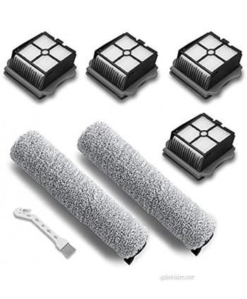 UOUOLONUN Replacement Parts for Tineco iFloor 3 Floor One S3 Cordless Wet Dry Vacuum Cleaner 2 Pack Brush Rollers + 4 Pack Vacuum Filters
