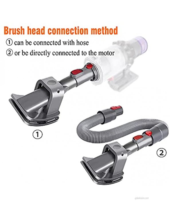 HONGER Replacement Dog Pet Groom Brush Attachment Compatible with Dyson V6 V7 V8 V10 V11 Vacuum Cleaner 3Pcs Grooming Brush with Extension Hose and Converter Adapter
