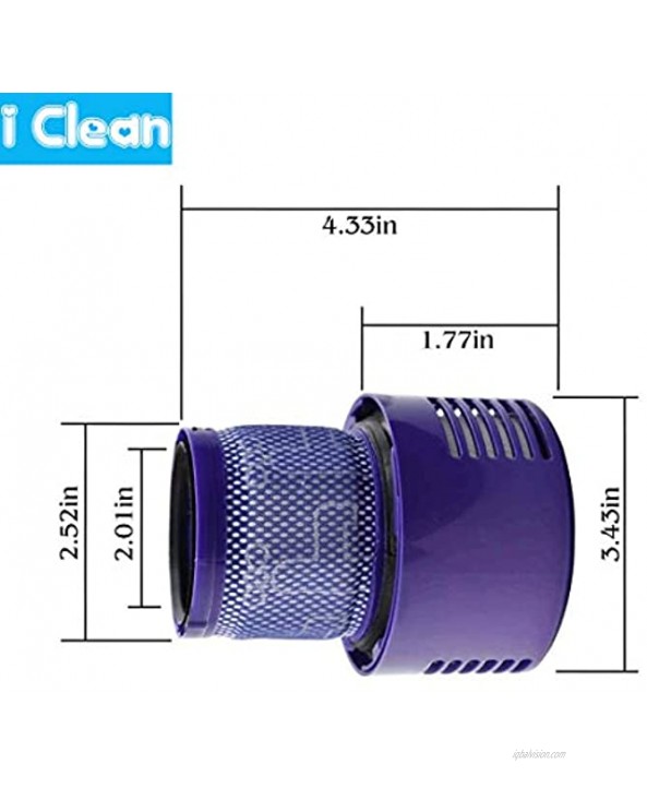 I clean Replacement Dyson V10 Filter 4 Packs Vacuum Filter Compatible with Dyson V10 Cyclone Series V10 Absolute V10 Animal V10 Total Clean SV12,V15 Series