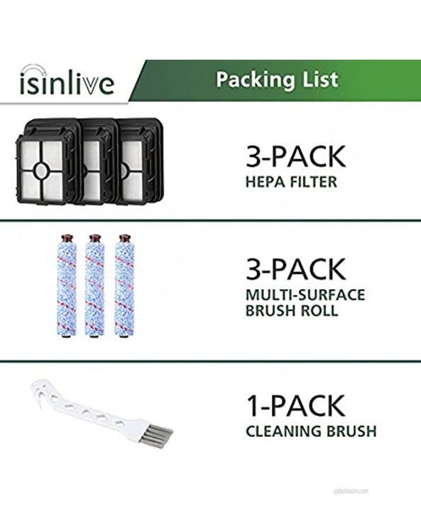 isinlive 1868 Multi Surface Brush Roll Compatible for Bissell 1868 CrossWave Vacuum Models #1608683 160-8683 1608684 3+3+1
