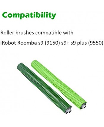 Jorllina 2 Set Replacement Parts Roller for iRobot Roomba S9 9150 S9+ S9 Plus 9550 s Series Robot Vacuum Dual Multi-Surface Rubber Brushes