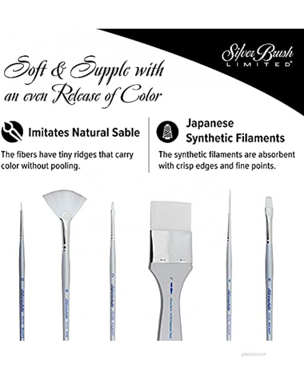 Silver Brush Limited 1501 Size 10 Silverwhite Flat Brush Watercolor Acrylics Gouache or Oil Brush Long Handle