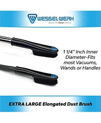 WesselWerk Extra Long Dust Brush Vacuum Attachment Soft Black & Natural Bristles