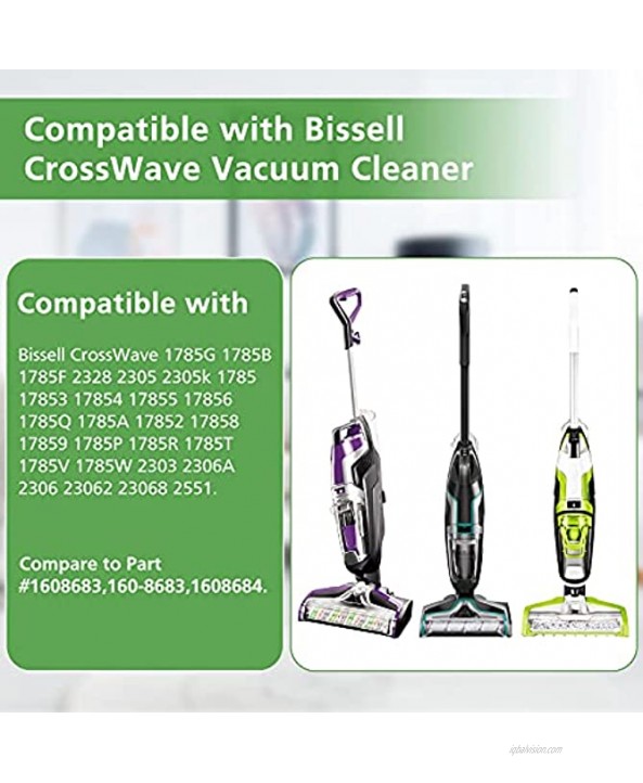 Wilder Replacement Parts Compatible with Bissell CrossWave Vacuum Cleaner 3 Pack Multi-Surface Brush Roll 1868 + 3 Pack Vacuum Filters 1866 Compare to Part 1608683 160-8683 1608684
