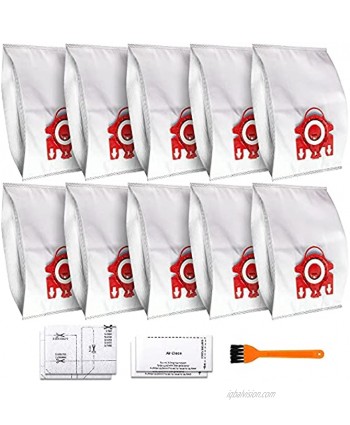 10 PCS Replacement Compatible AirClean 3D Efficiency Dust Bag for Miele FJM,CompactC2,S241-256i,S290,S300i,S578,S700,S4,S6,Series Canister Vacuum Cleaner Replaces Part # 1012322010 Bags & 2 Filters