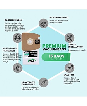15 Eureka Style MM Micro-lined Mighty Mite & Sanitaire Allergen Filtration Vacuum Cleaner Bags; Similar to Eureka Part # 60297A  60295 60296 60297 60295B; By ZVac