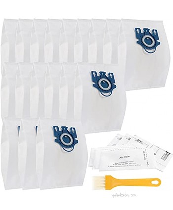 18 Pcs Replacement Airclean Bags- 3D Efficiency Dust Vacuum Bag Compatible with Miele FJM 3.5L Series Canister Vacuum Sweeper Cleaner + 3 Sets of Filters+ 1 Free Cleaning Brush