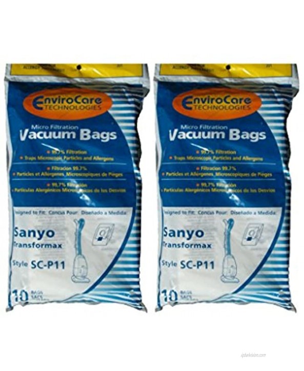 20 Sanyo Allergy Vacuum Bags Transformax 3-1 Canister Vacuum Cleaners SA-1411 SAR-1411 SA1411 SA 1411 SAR 1411 SAR1411 or Sears part # 20 30098 20-30098 2030098 SC-180 series. SC17 SC150 SC180 SCP11 SC-F2 SCF2 SC15 SC17 SC150 SC180 SC-18L SC-18