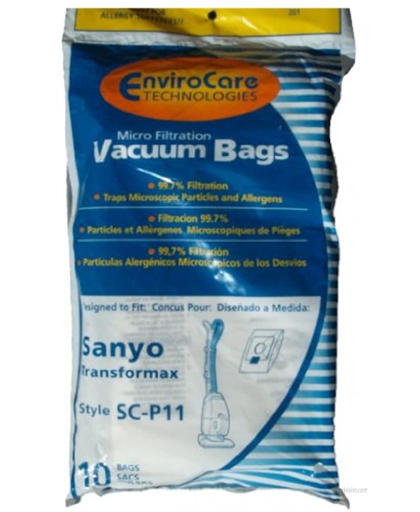 20 Sanyo Allergy Vacuum Bags Transformax 3-1 Canister Vacuum Cleaners SA-1411 SAR-1411 SA1411 SA 1411 SAR 1411 SAR1411 or Sears part # 20 30098 20-30098 2030098 SC-180 series. SC17 SC150 SC180 SCP11 SC-F2 SCF2 SC15 SC17 SC150 SC180 SC-18L SC-18