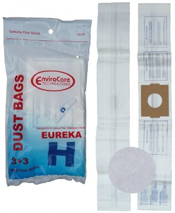 9 Envirocare Replacememt Designed To Fit Eureka H Canister Vacuum Bags + 3 Filters 52323