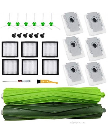 COSIN Replacement Parts Kit for Roomba i7 i7+ i6+ i3+ Plus Vacuum,1 Set Multi-Surface Rubber Brushes & 6 High-Efficiency HEPA Filters & 6 Edge-Sweeping Side Brushes & 6 Dirt Disposal Bags