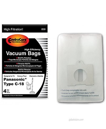 EnviroCare Replacement High-Efficiency Vacuum Cleaner Dust Bags Designed to Fit Panasonic Type C-18 Canisters 4 bags