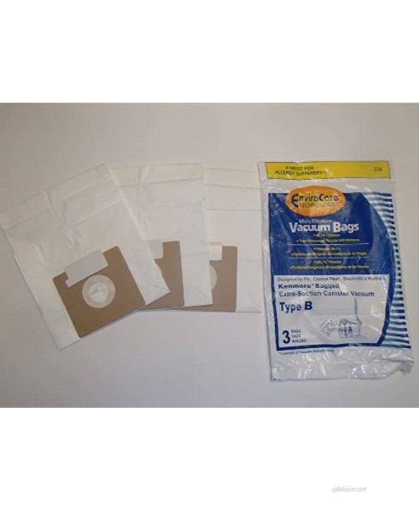 EnviroCare Replacement Micro Filtration Vacuum Bags Designed to Fit Kenmore Type B Galaxy Bagged Canister Models 3 Pack