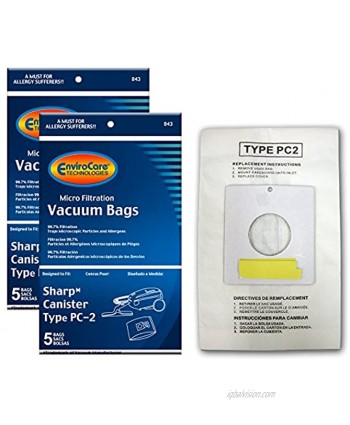 EnviroCare Replacement Micro Filtration Vacuum Cleaner Dust Bags made to fit Sharp Canister Type PC-2 10 Pack