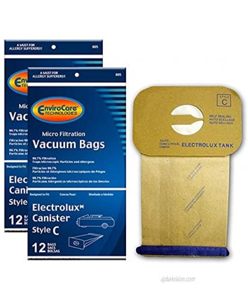 EnviroCare Replacement Micro Filtration Vacuum Cleaner Dust Bags made to fit Vacuum Bags for Electrolux Canisters Style C 24 Bags
