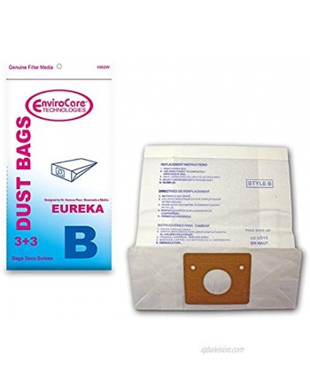 EnviroCare Replacement Vacuum Cleaner Dust Bags Designed to Fit Eureka Canisters Style B&S 3 Pack