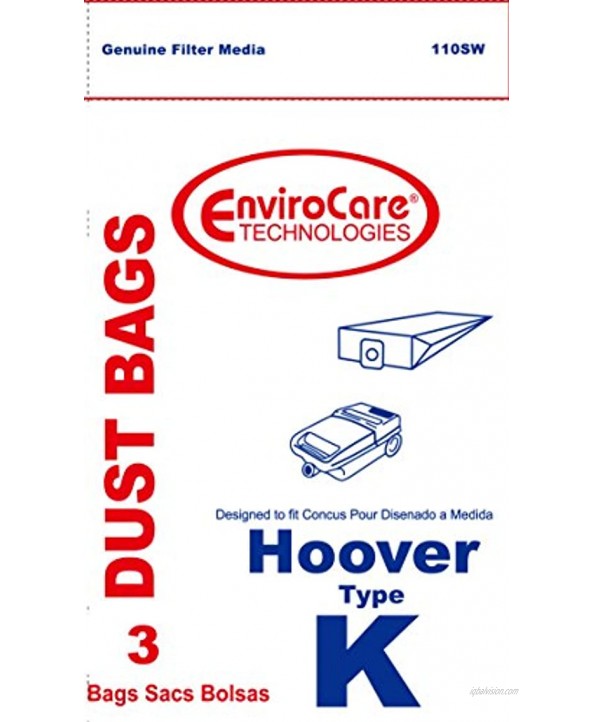 EnviroCare Replacement Vacuum Cleaner Dust Bags for Hoover Type K Canisters 3 pack