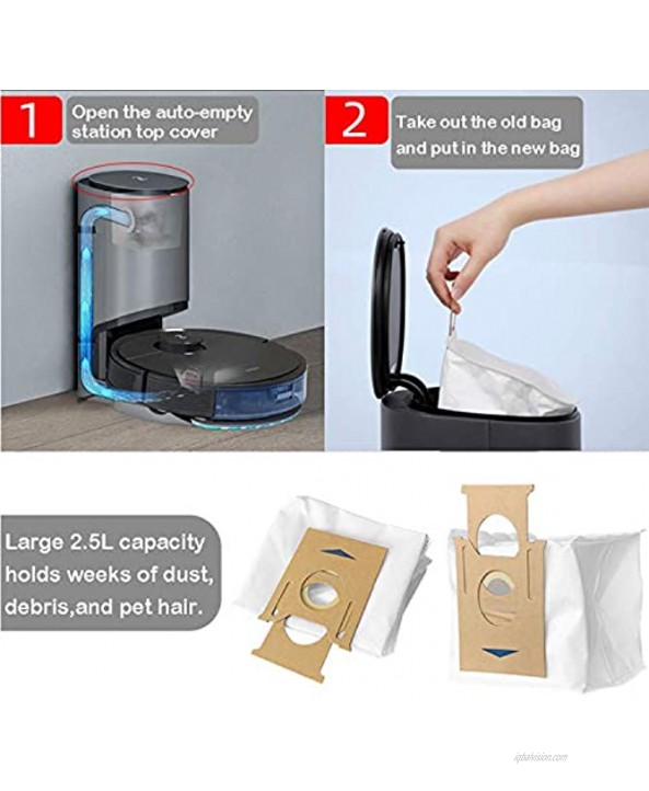 FATATP 10 Pack T8 Vacuum Dust Bags for Ecovacs Deebot Ozmo T8 & T8 AIVI Robot Vacuum Cleaner with Auto-Empty Station