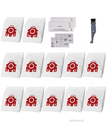 I clean Replacement Miele FJM Vacuum Bags 12PCS AirClean 3D Efficiency Vacuum Cleaner Dust Bags with 2 Motor Protection Filters & AirClean Filte