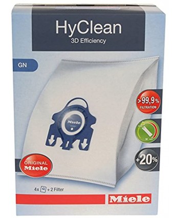 Miele Cleaners-99 HyClean 3D GN Type Microfiber Dust Bags Canister Vacuum Cleaners-9917730 White & Blue