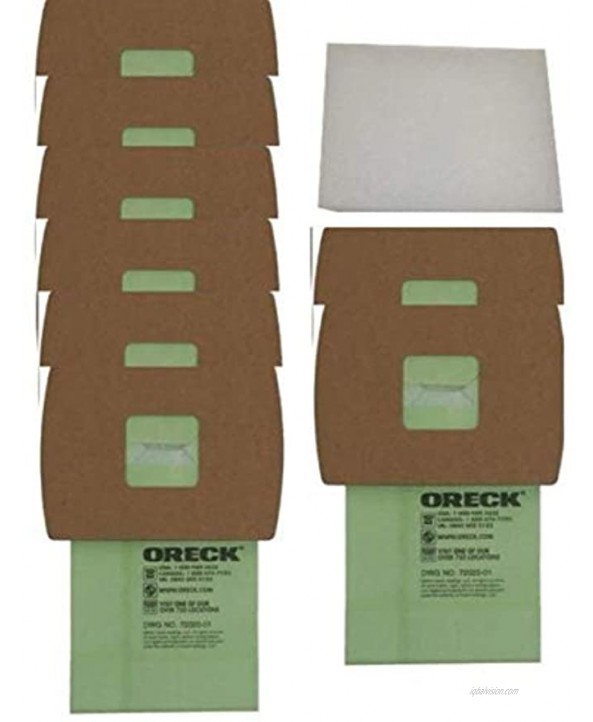 Oreck Super-Deluxe Compact Canister Bags Green 8-pack Bags plus 1 Motor Filter PKBB12DW