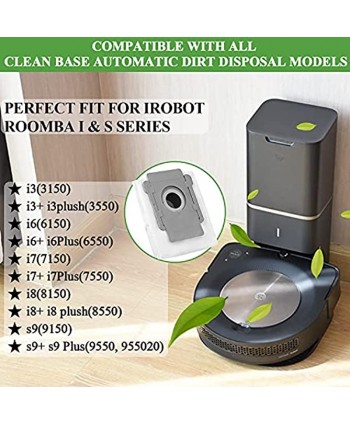 Vacuum Bags Automatic Dirt Disposal Bags 3pcs for iRobot Roomba i7 i7+ Plus 7550 i3+ 3550 i6+ 6550 i8+ 8550 s9+ 9550 I & S Series Clean Base