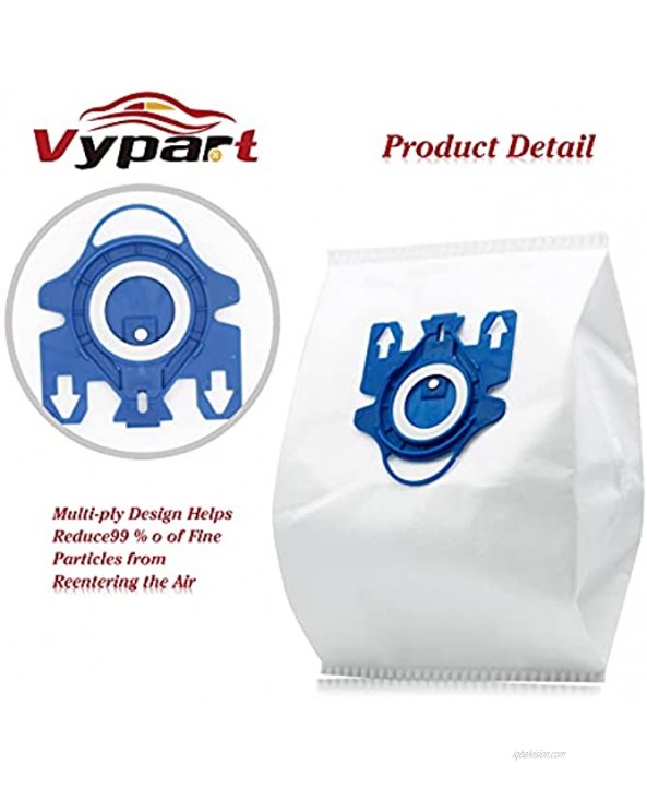 Vypart Airclean Gn 3D Vacuum Bags Suitable for Miele S2 S5 S8 Classic C1 Complete C2 and C3 Series Canister Vacuum Cleaner 20 Pack Bags + 5 Set Filters + 1 Clean Brush