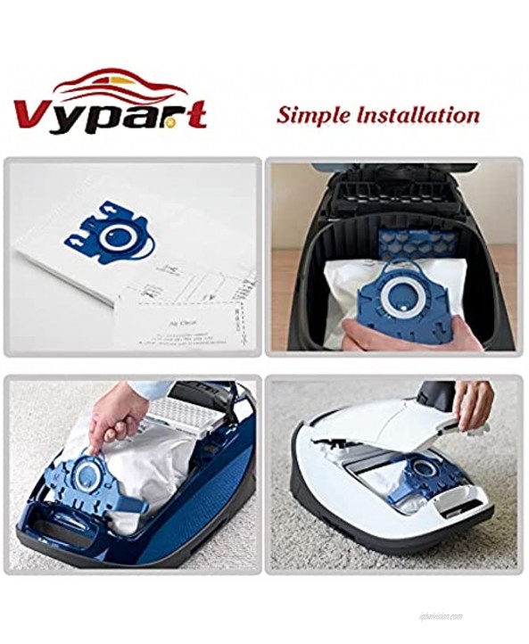 Vypart Airclean Gn 3D Vacuum Bags Suitable for Miele S2 S5 S8 Classic C1 Complete C2 and C3 Series Canister Vacuum Cleaner 20 Pack Bags + 5 Set Filters + 1 Clean Brush