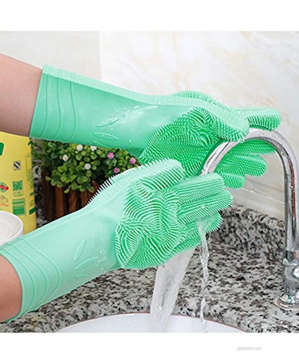 2 Faced Brushes Dishwashing Gloves Silicone Reusable Foaming Heat Resistant Scrubber for Kitchen large 1 Pair