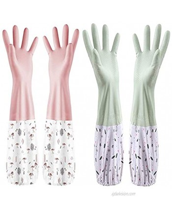 2 pairs of rubber latex waterproof dishwashing gloves