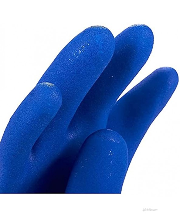 2 Pairs Rubber Household Cleaning Gloves for Kitchen Dishwashing Cotton Lined Blue Large
