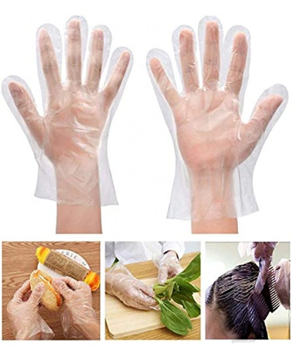 Akiimy 1000 Pcs Disposable Plastic Gloves Latex Free Powder Free Clear Polyethylene Gloves Non-Sterile for Cleaning Cooking Hair Coloring Dishwashing Food Handling
