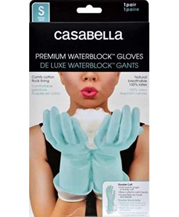 Casabella Premium Waterblock Cleaning Gloves 6 Pair 12 Gloves Blue Small