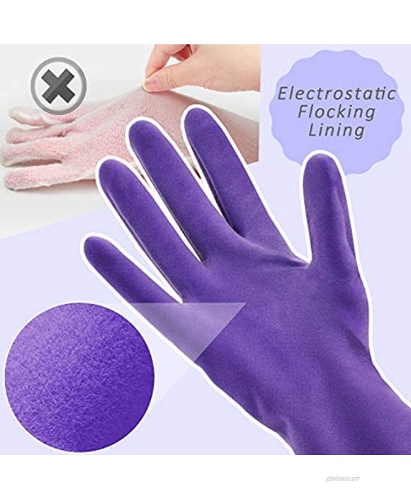 Cleanbear Dish Washing Gloves Rubber Cleaning Glove 2 Pairs of Household Gloves with Soft Lining Purple Medium