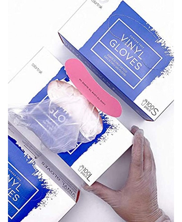 Colortrak Clear Disposable Latex-Free Vinyl Gloves 200 Count Powder Free