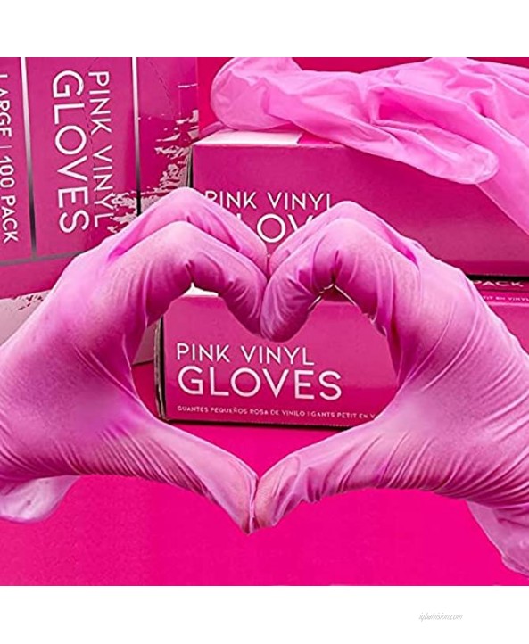 Colortrak Pink Disposable Powder Free Vinyl Gloves 100 Pack Single-Use Latex-Free