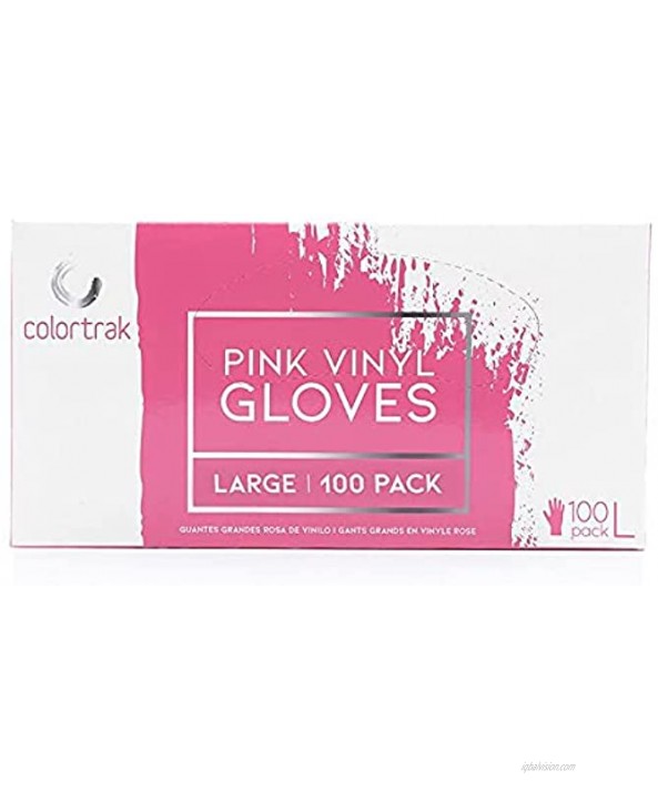 Colortrak Pink Disposable Powder Free Vinyl Gloves 100 Pack Single-Use Latex-Free