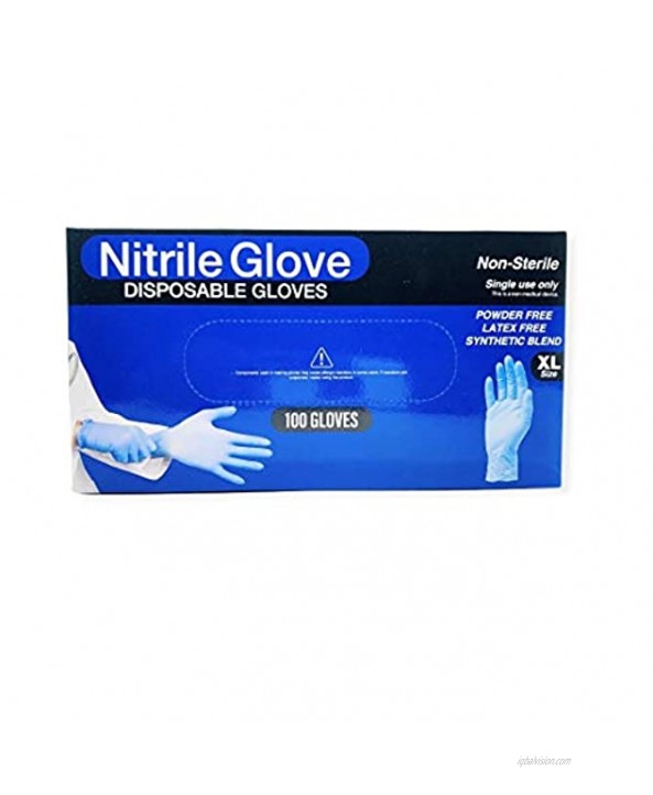 CTB Disposable Nitrile Gloves Size X-Large Box of 100 Gloves Latex Free Powder-Free Multi Purpose Dispenser Box CTBNMNGXLBX