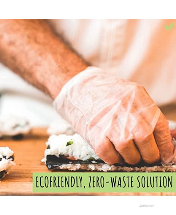 Disposable Food Prep Gloves – Compostable Latex-Free Gloves Made of Plant-Based PLA Pack of 100; Large – Your Perfect Partner in Hygienic Eco-Friendly and Safe Food Preparation. Non-plastic